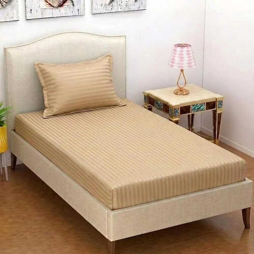 Zipper Closure Single Bedsheet With Matching Pillow Quality Fabric Fitted Sheet Cover - 100x200