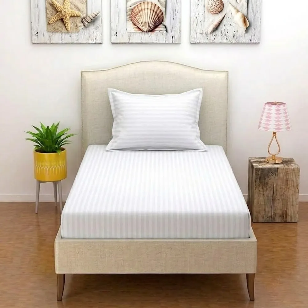 Zipper Closure Single Bedsheet With Matching Pillow Quality Fabric Fitted Sheet Cover - 100x200