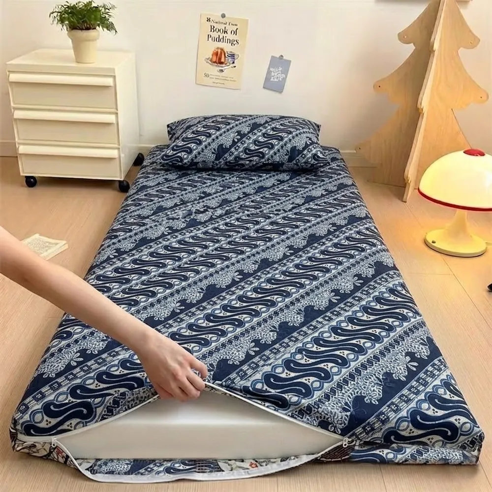 Zipper Closure Single Bedsheet With Matching Pillow Quality Fabric Fitted Sheet Cover - 100x200