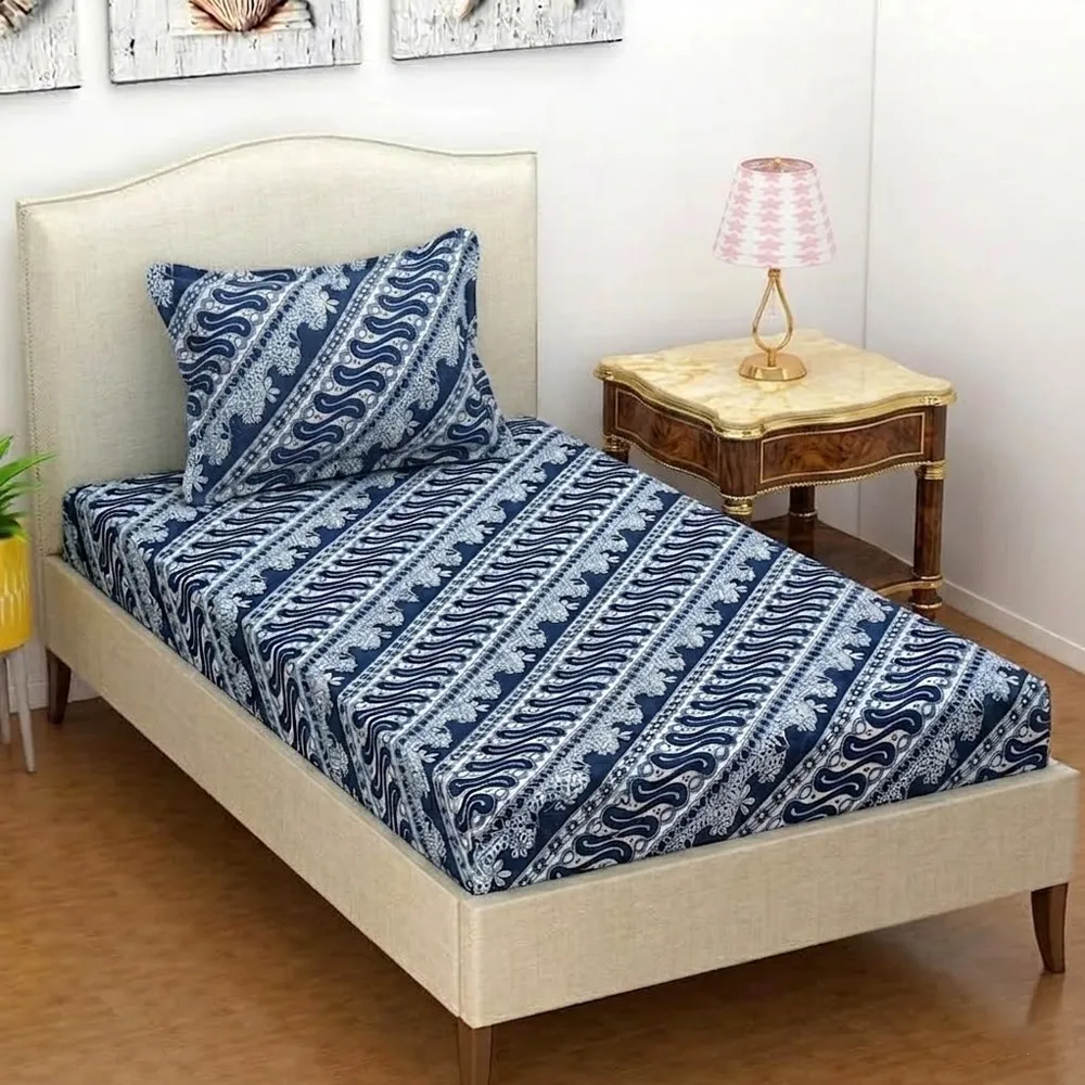 Zipper Closure Single Bedsheet With Matching Pillow Quality Fabric Fitted Sheet Cover - 100x200