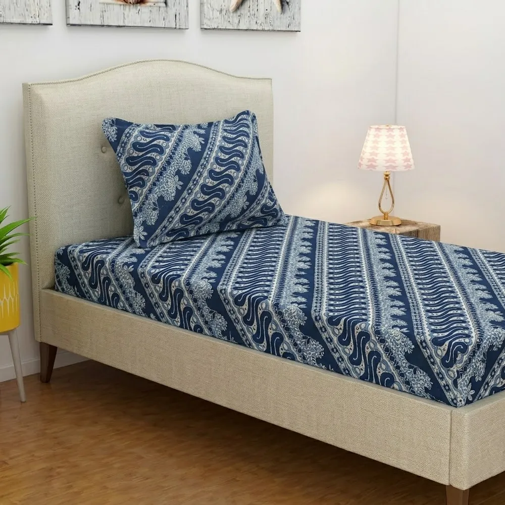 Zipper Closure Single Bedsheet With Matching Pillow Quality Fabric Fitted Sheet Cover - 100x200