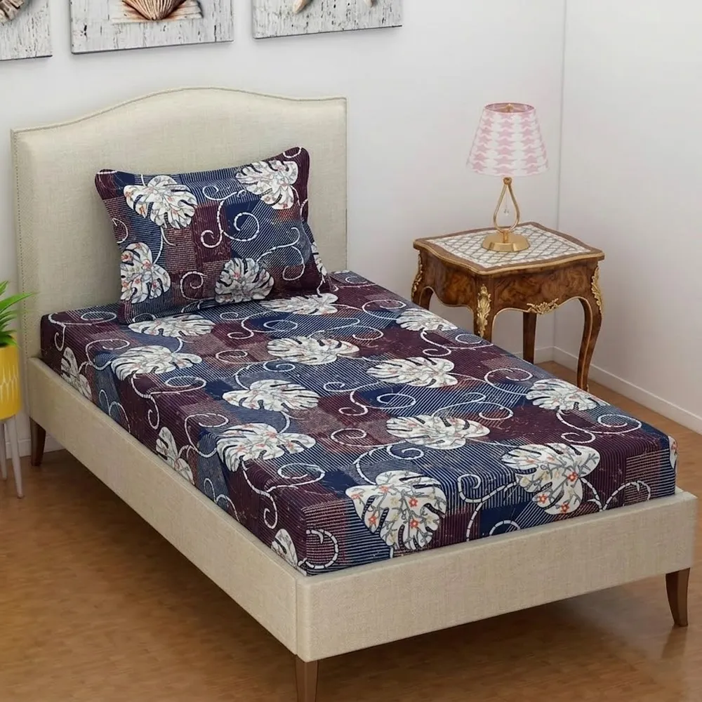 Zipper Closure Single Bedsheet With Matching Pillow Quality Fabric Fitted Sheet Cover - 100x200