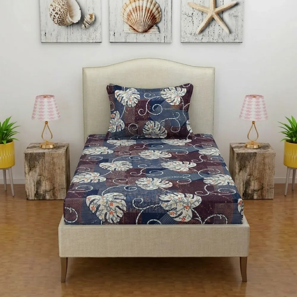 Zipper Closure Single Bedsheet With Matching Pillow Quality Fabric Fitted Sheet Cover - 100x200