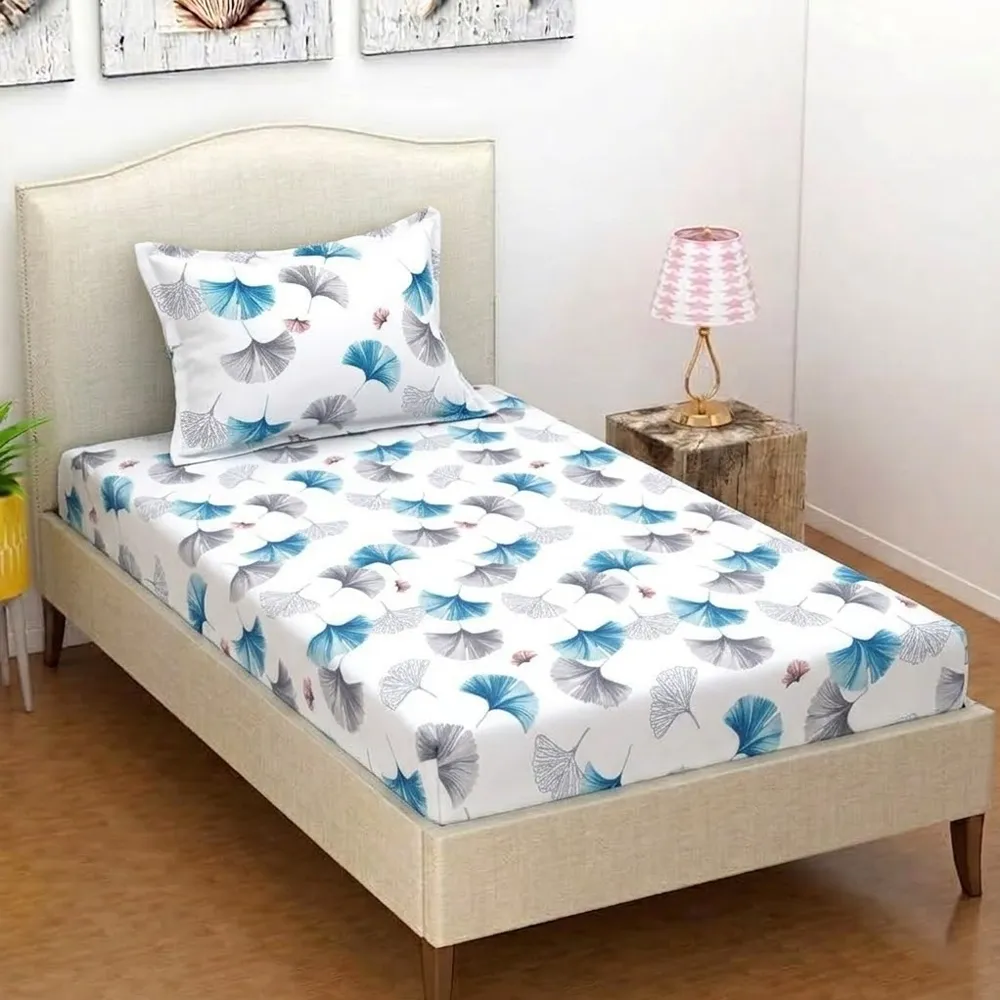 Zipper Closure Single Bedsheet With Matching Pillow Quality Fabric Fitted Sheet Cover - 100x200