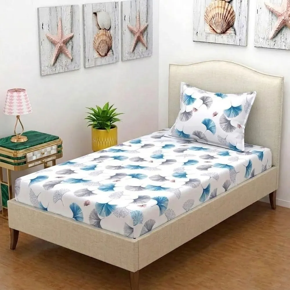 Zipper Closure Single Bedsheet With Matching Pillow Quality Fabric Fitted Sheet Cover - 100x200