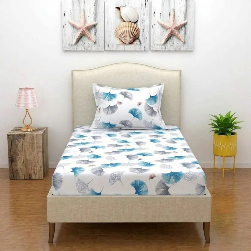 Zipper Closure Single Bedsheet With Matching Pillow Quality Fabric Fitted Sheet Cover - 100x200