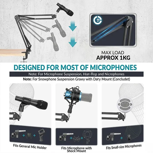 Adjustable Desk Metal Desktop Arm Stand For Professional Recording Microphone