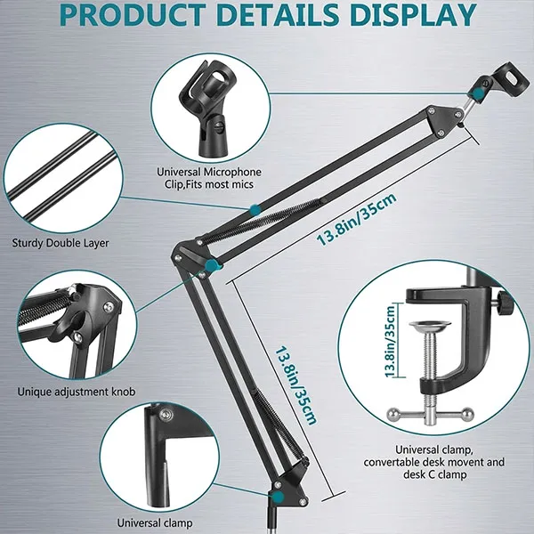 Adjustable Desk Metal Desktop Arm Stand For Professional Recording Microphone
