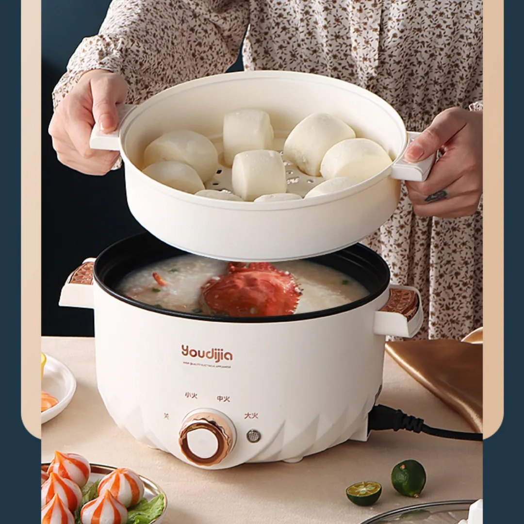 3L Double Layers Cooking Pot Rice Noodles Eggs Cooker Boiler Electric Steamer