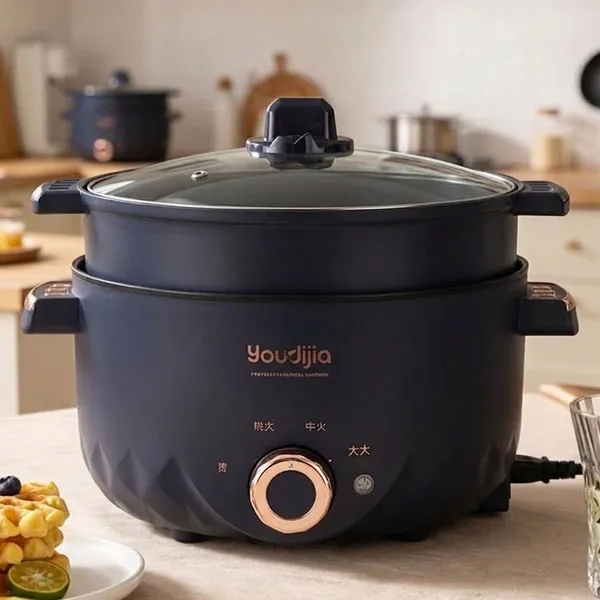 3L Double Layers Cooking Pot Rice Noodles Eggs Cooker Boiler Electric Steamer