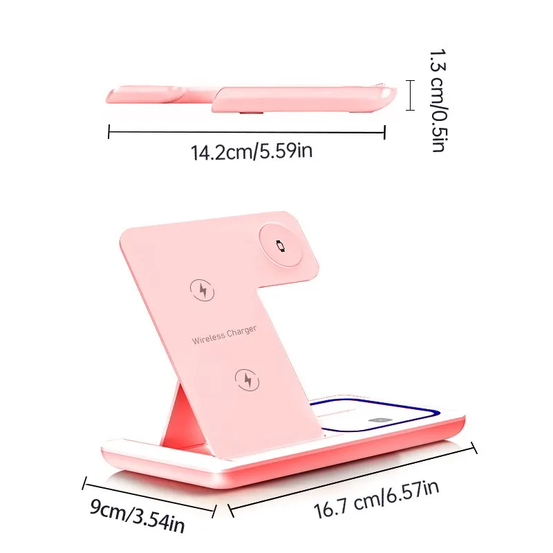 3-in-1 Wireless Charging With Multifunctional Vertical Station For Phone For Watch, And Earbuds