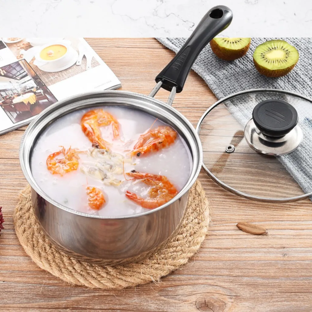 3 Piece Stainless Steel Cookware Household Thickened Frying Pan Milk Pan Everyday Essentials