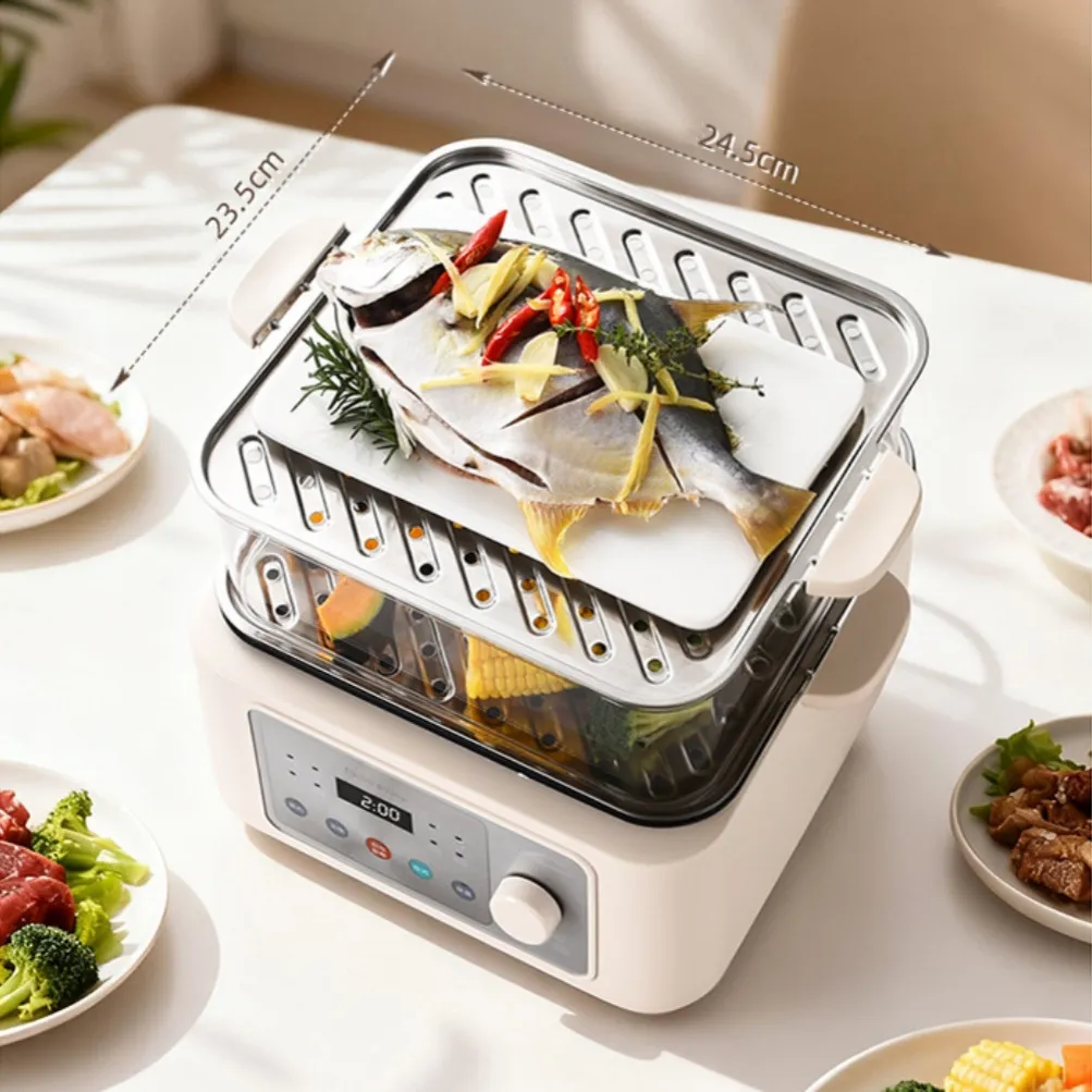 Vegetable Cooking Steamer with Easy Clean Design Double-Layer Electric Food Steamer