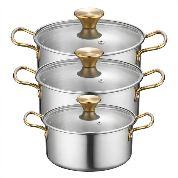 3 Piece Exclusive Stainless Steel Stockpot Kitchenware Set