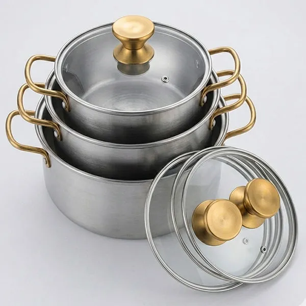 3 Piece Exclusive Stainless Steel Stockpot Kitchenware Set