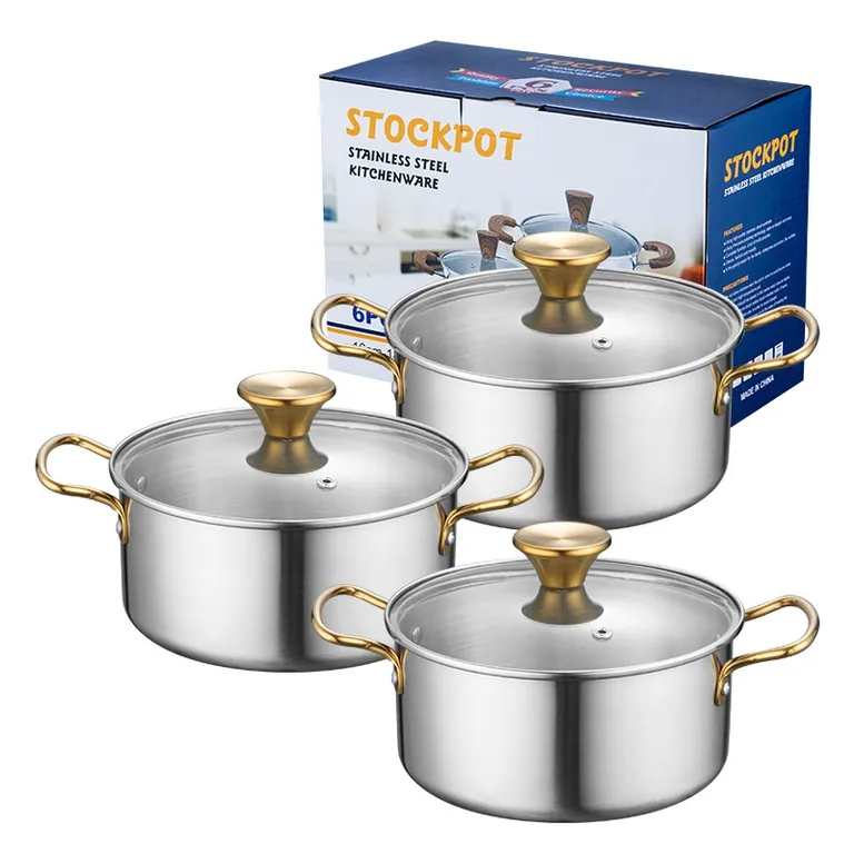 3 Piece Exclusive Stainless Steel Stockpot Kitchenware Set