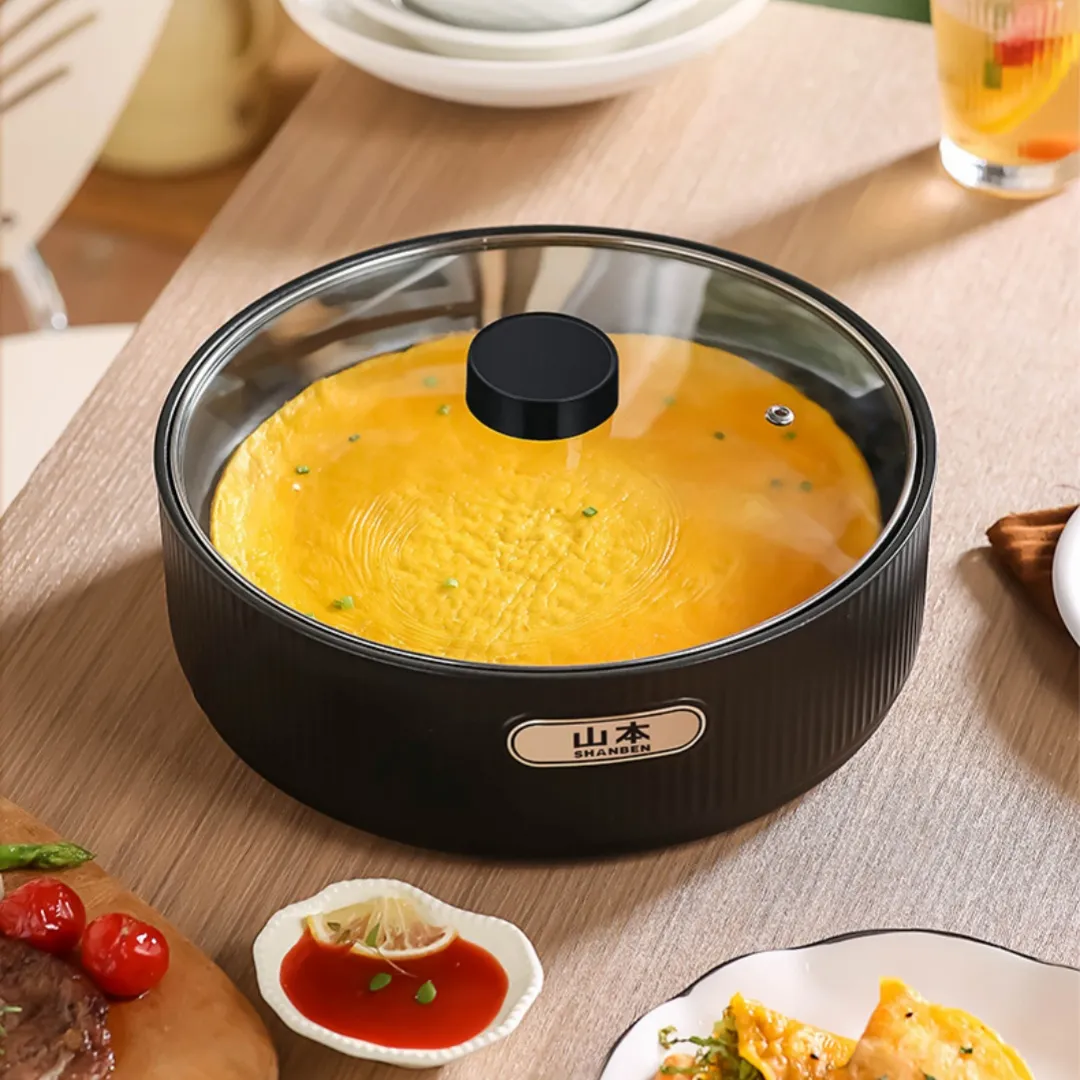 Electric Cookware Korean Style Non Stick Multi Use Deep Barbecue Pan Maker With Glass Lid