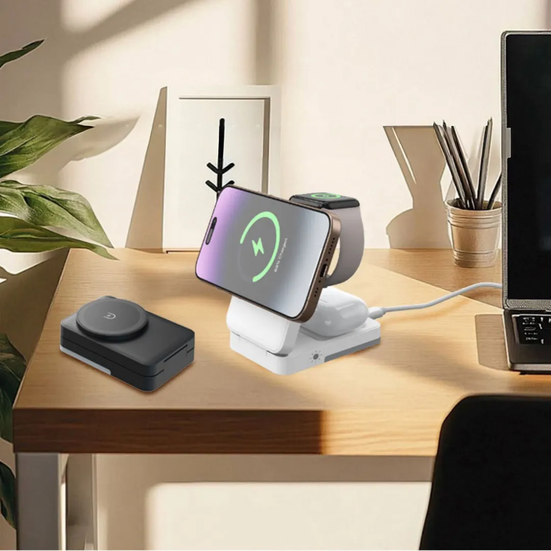 All-in-one Wireless Charging Station For Phone Watch And Earbuds Mobile Phone Stand