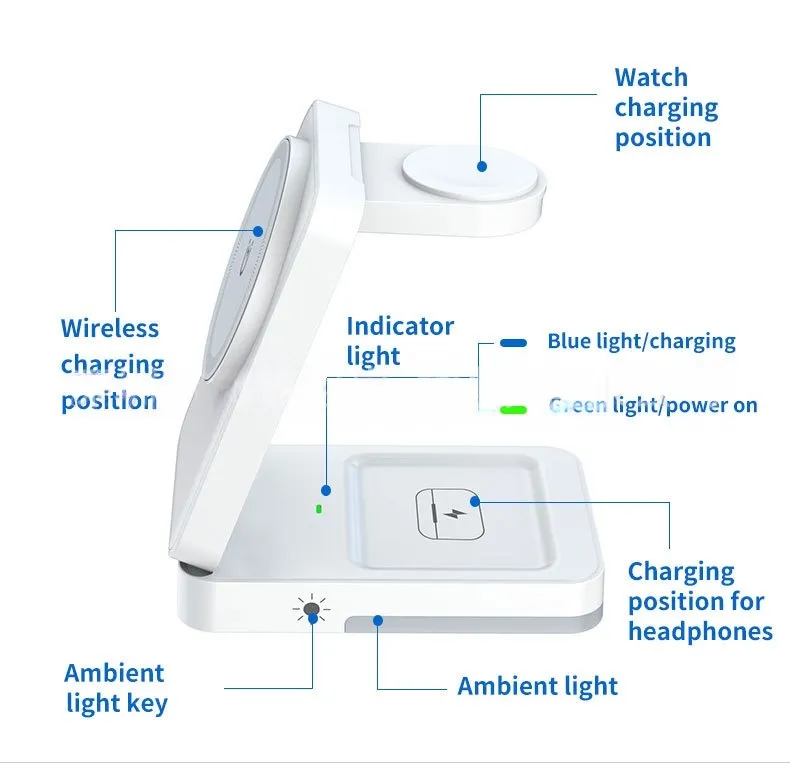 All-in-one Wireless Charging Station For Phone Watch And Earbuds Mobile Phone Stand
