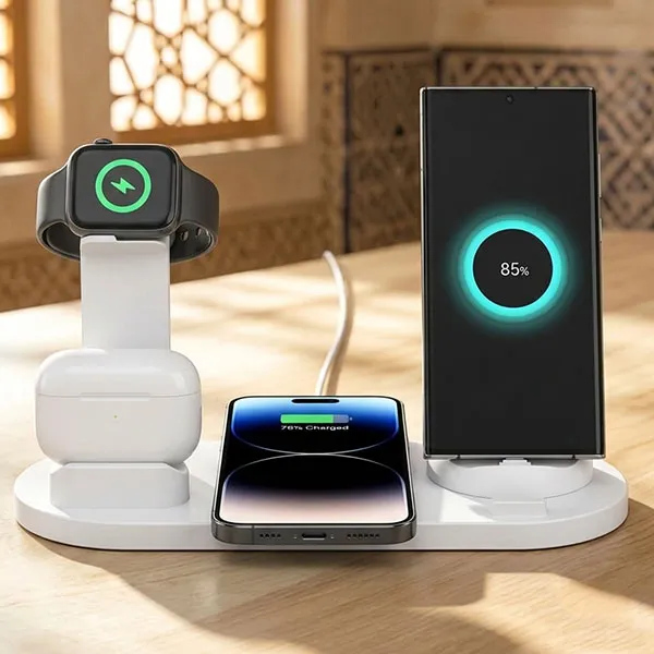3 In 1 Mobile Phone Station Charging Samsung And I Phone Type C PIN And NFC With Watch Stand