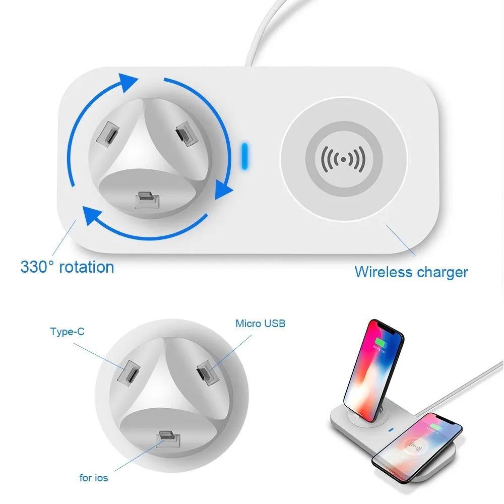 3 In 1 Mobile Phone Station Charger Samsung And I Phone Type C PIN Charging And NFC With Wireless