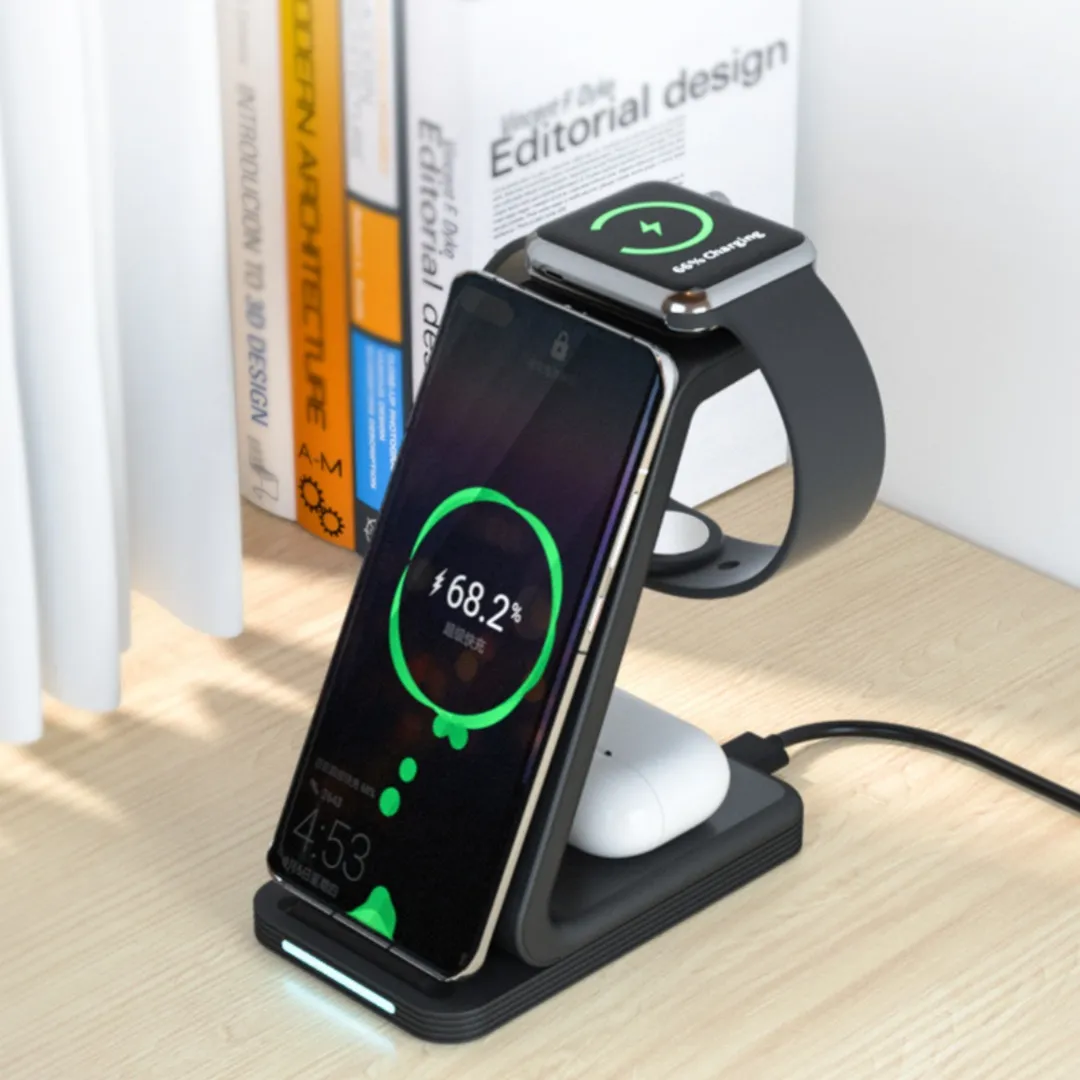 All-in-one Wireless Charging Magnetic Station For Phone Watch And Earbuds Mobile Phone Stand