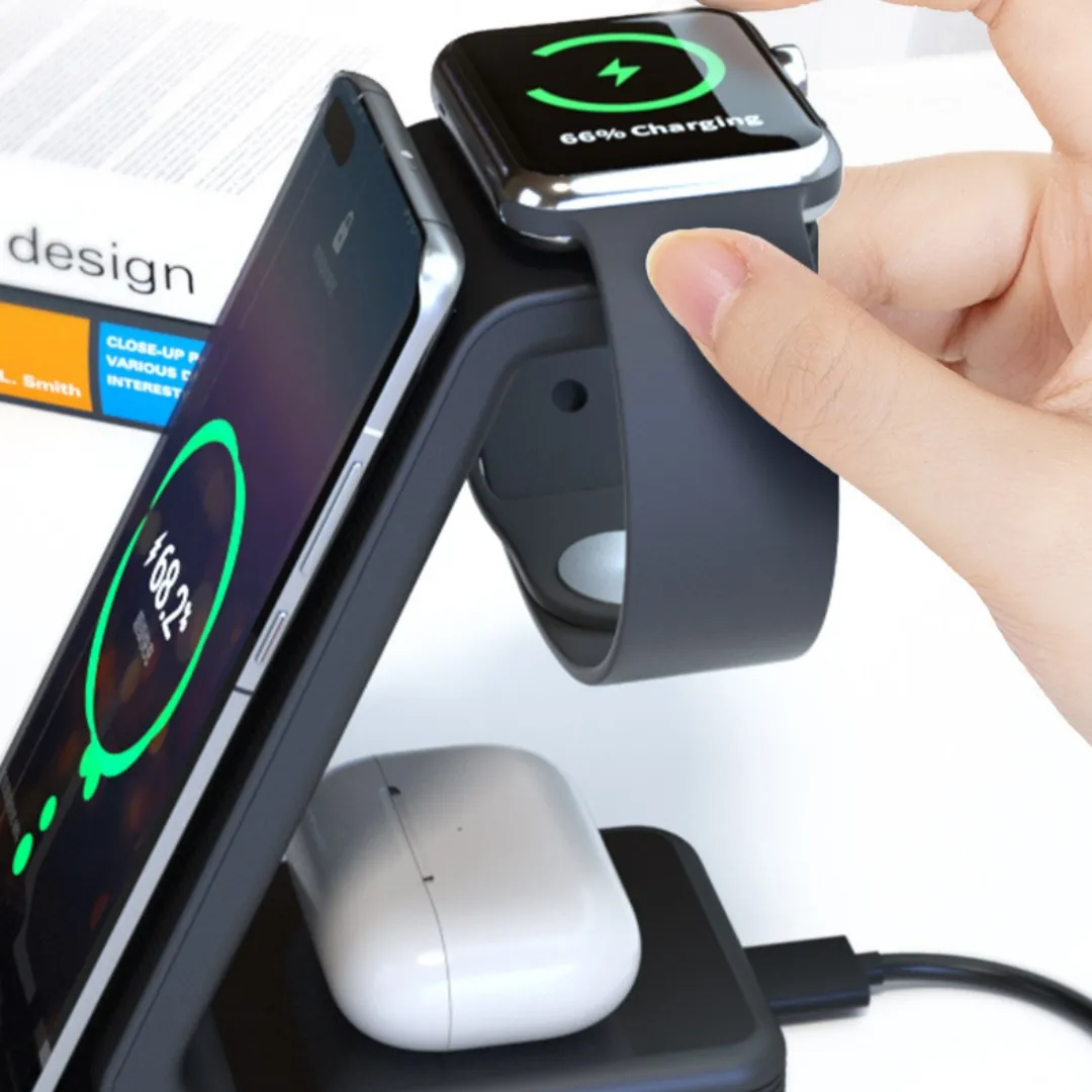 All-in-one Wireless Charging Magnetic Station For Phone Watch And Earbuds Mobile Phone Stand