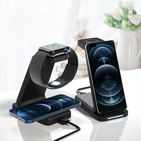 All-in-one Wireless Charging Magnetic Station For Phone Watch And Earbuds Mobile Phone Stand
