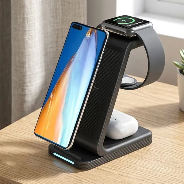 All-in-one Wireless Charging Magnetic Station For Phone Watch And Earbuds Mobile Phone Stand