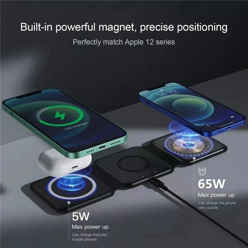 3-in-1 Wireless Charging Station For Phone, Watch, & Earbuds