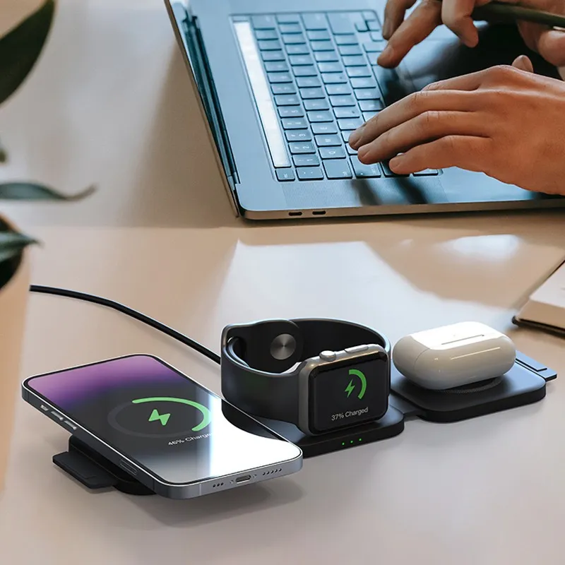 3-in-1 Wireless Charging Station For Phone, Watch, & Earbuds