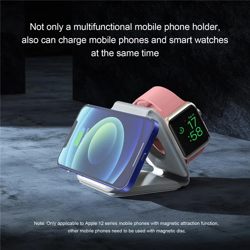3-in-1 Wireless Charging Station For Phone, Watch, & Earbuds