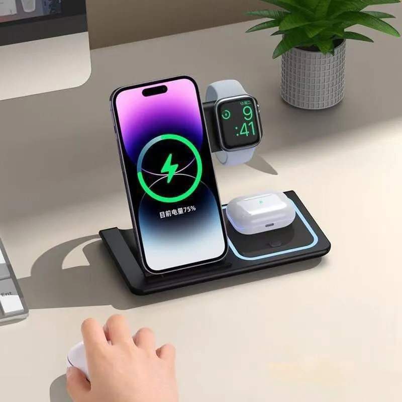 3-in-1 Wireless Charging Station Fast Charging Apple Phones For Watches And Earbuds