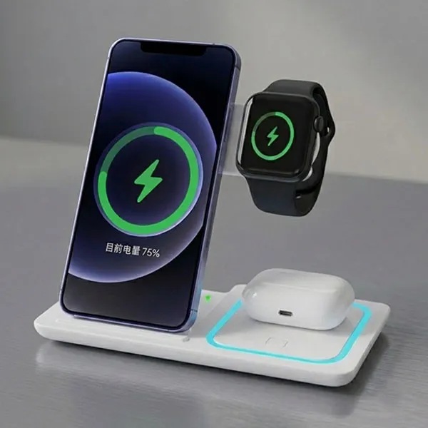 3-in-1 Wireless Charging Station Fast Charging Apple Phones For Watches And Earbuds