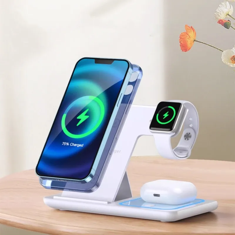 3-in-1 Wireless Charging Station Fast Charging Apple Phones For Watches And Earbuds