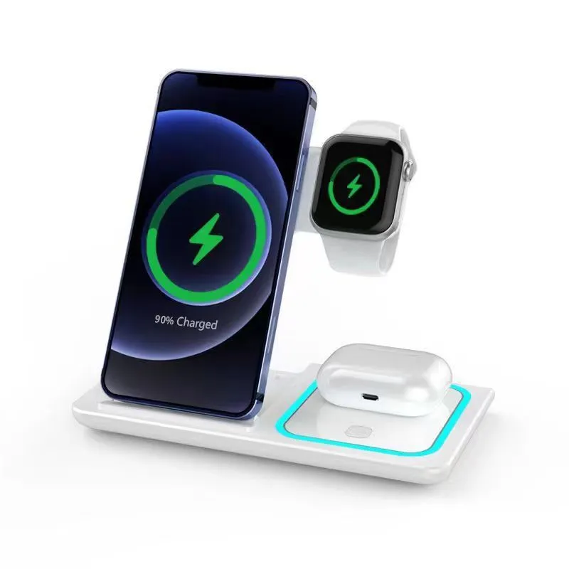 3-in-1 Wireless Charging Station Fast Charging Apple Phones For Watches And Earbuds