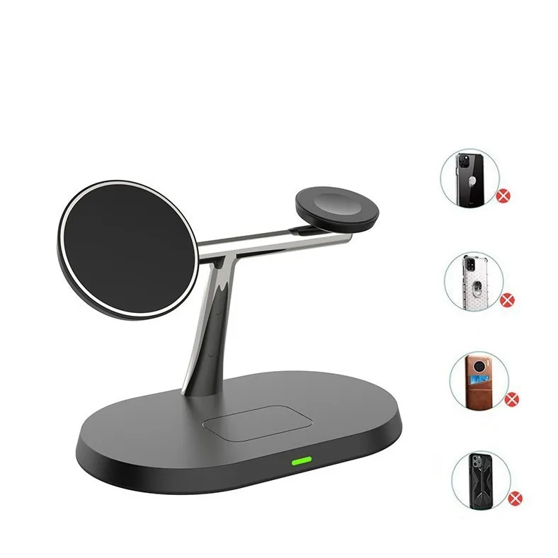 3-in-1 Magnetic Wireless Charging Station For Phone Watch And Earbuds Mobile Phone Stand
