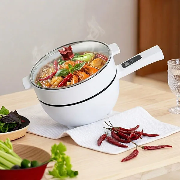 3L Electric Cooker Steamer Pot With Glass Lid Automatic Electric Cooker