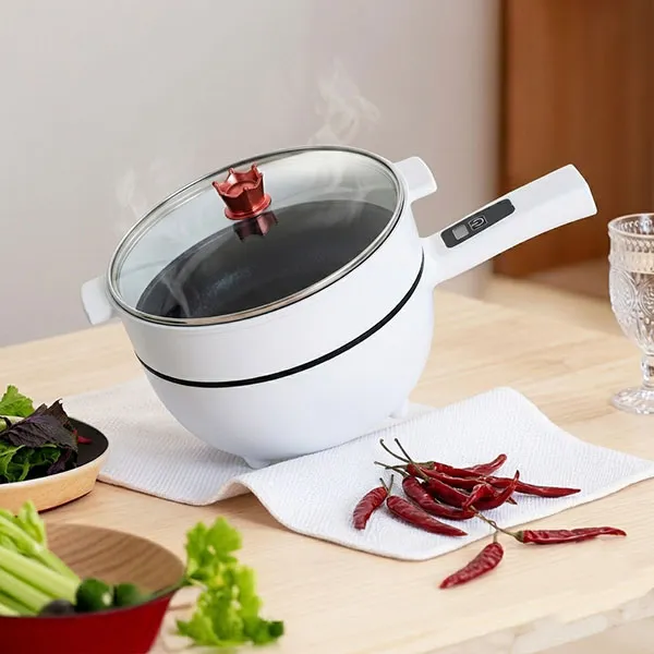 3L Electric Cooker Steamer Pot With Glass Lid Automatic Electric Cooker