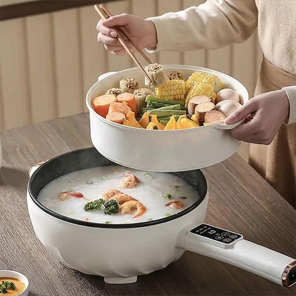 3L Electric Cooker Steamer Pot With Glass Lid Automatic Electric Cooker