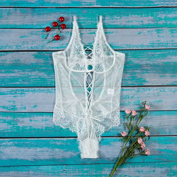 Elegant Lace Mesh Lingerie Bodysuit
