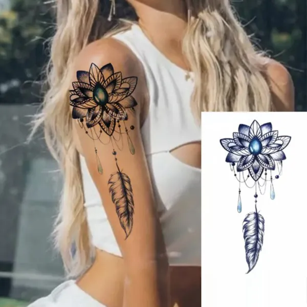 Printed Non Toxic Skin Friendly Easy Pasting Tattoo - Blue