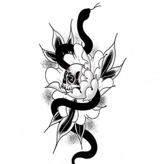 Temporary Snake and Skull Tattoo