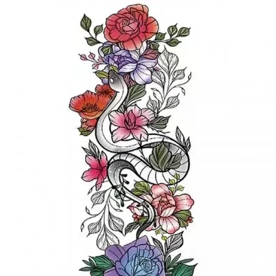 Floral Print Non Toxic Skin Friendly Easy Pasting Tattoo - Multicolor
