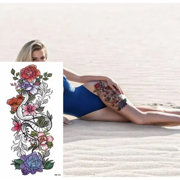 Floral Print Non Toxic Skin Friendly Easy Pasting Tattoo - Multicolor