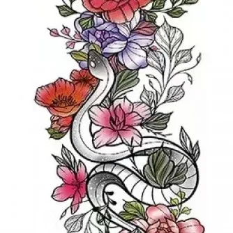 Floral Print Non Toxic Skin Friendly Easy Pasting Tattoo - Multicolor