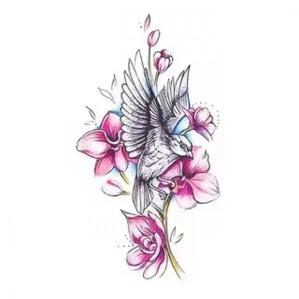 Bird Floral Print Non Toxic Skin Friendly Easy Pasting Tattoo