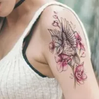 Bird Floral Print Non Toxic Skin Friendly Easy Pasting Tattoo