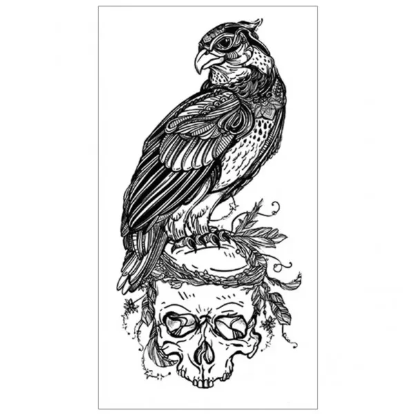 Eagle Print Non Toxic Skin Friendly Easy Pasting Tattoo - Black