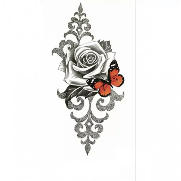 Rose Print Non Toxic Skin Friendly Easy Pasting Tattoo - Red